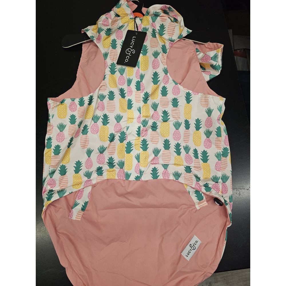 Lucy & Co. Reversible Dog Raincoat Poolside Chillin Pineapple Design‎ Size XXL
